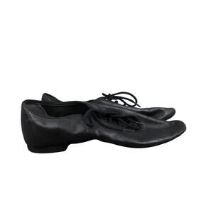 Leo's Dancewear Shoes Women 5.5 Jazz Soft Split Sole Leather Lace Up Dance Black